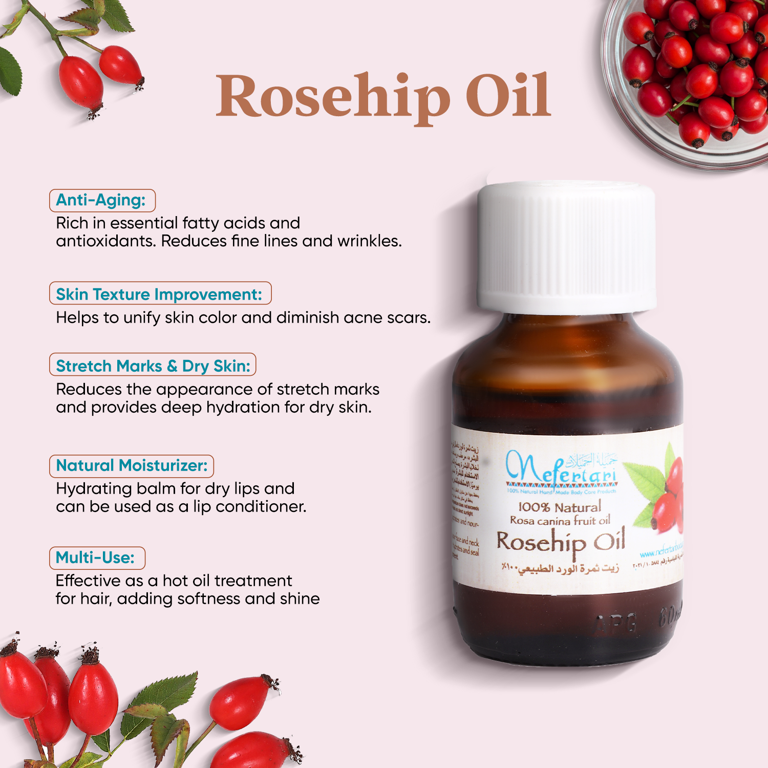 rose seed oil for hair Organic Rosehip Anti-Aging Oil – Nefertari Organics
